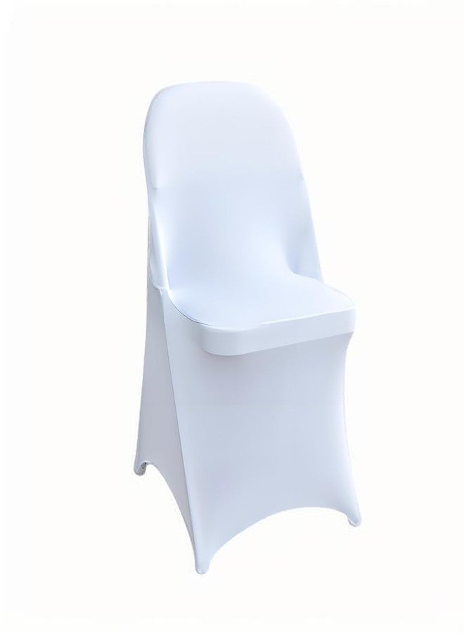 Wexninaz 30 Pcs White Folding Chair Cover Washable Removable Universal for Wedding Party Dining Banquet Polyester Spandex Folding Chair Cover - Image 1