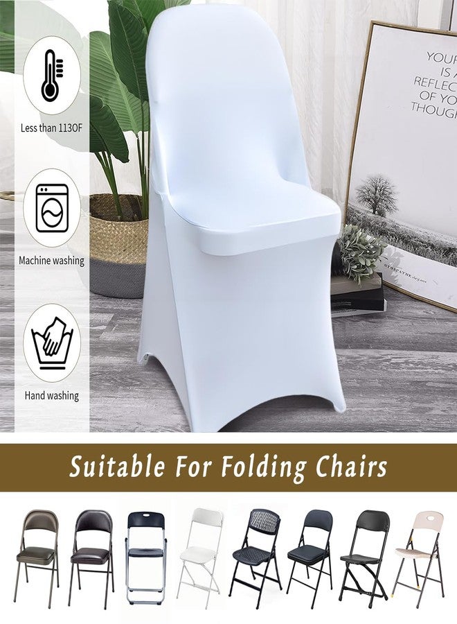 Wexninaz 30 Pcs White Folding Chair Cover Washable Removable Universal for Wedding Party Dining Banquet Polyester Spandex Folding Chair Cover - Image 4