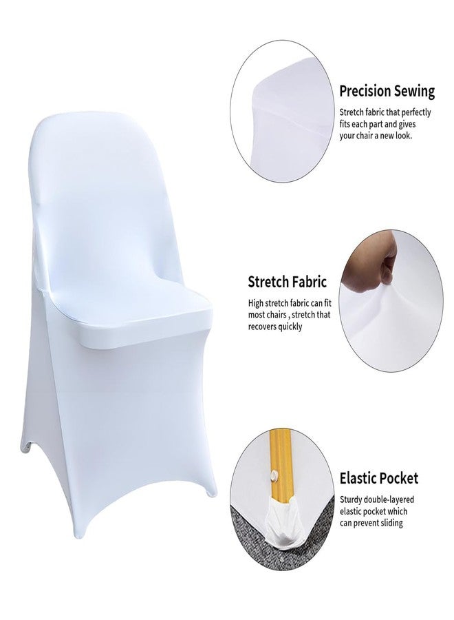Wexninaz 30 Pcs White Folding Chair Cover Washable Removable Universal for Wedding Party Dining Banquet Polyester Spandex Folding Chair Cover - Image 3