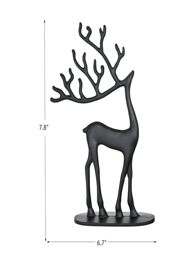 Remenna Modern Reindeer Statues Set of 2 Cast Aluminum Black Deer Sculpture Accent Figurine, Decorative, Christmas Tabletop Ornaments for Mantel Fireplace Living Room Bedroom Home Decor - Image 4