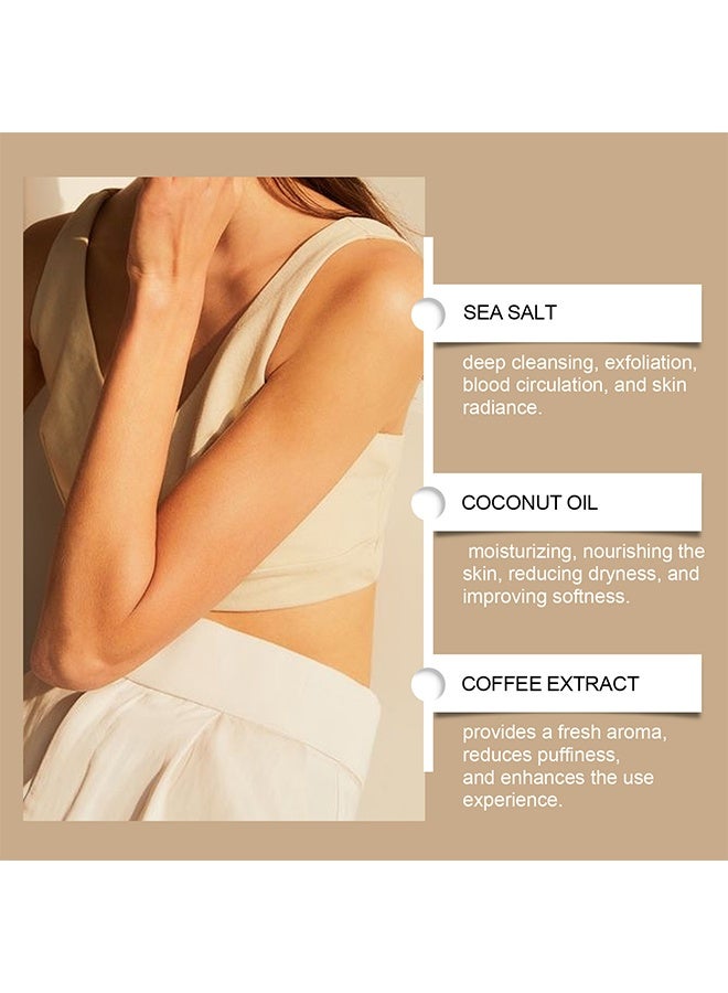 OceAura Sea Salt Body Scrub, Coconut Coffee Body Scrub with a Cute Wooden Spoon, Gentle Exfoliating Dead Skin Hydrating Cleansing Scrub with Skin Loving Moisturizers - Image 3