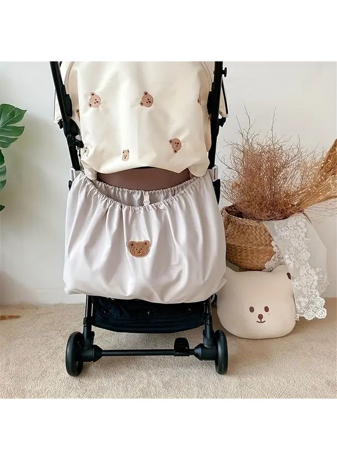 Printed Bear Design Lightweight Stroller Hanging Bag Large Capacity Organizer with Multiple Pockets - Image 4