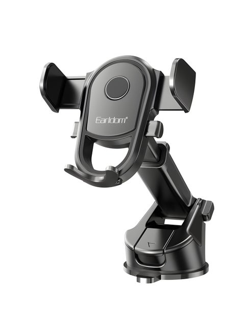 Earldom EH269 Car Phone Holder – 360° Rotation – Strong Suction for Windshield or Dashboard – Black
