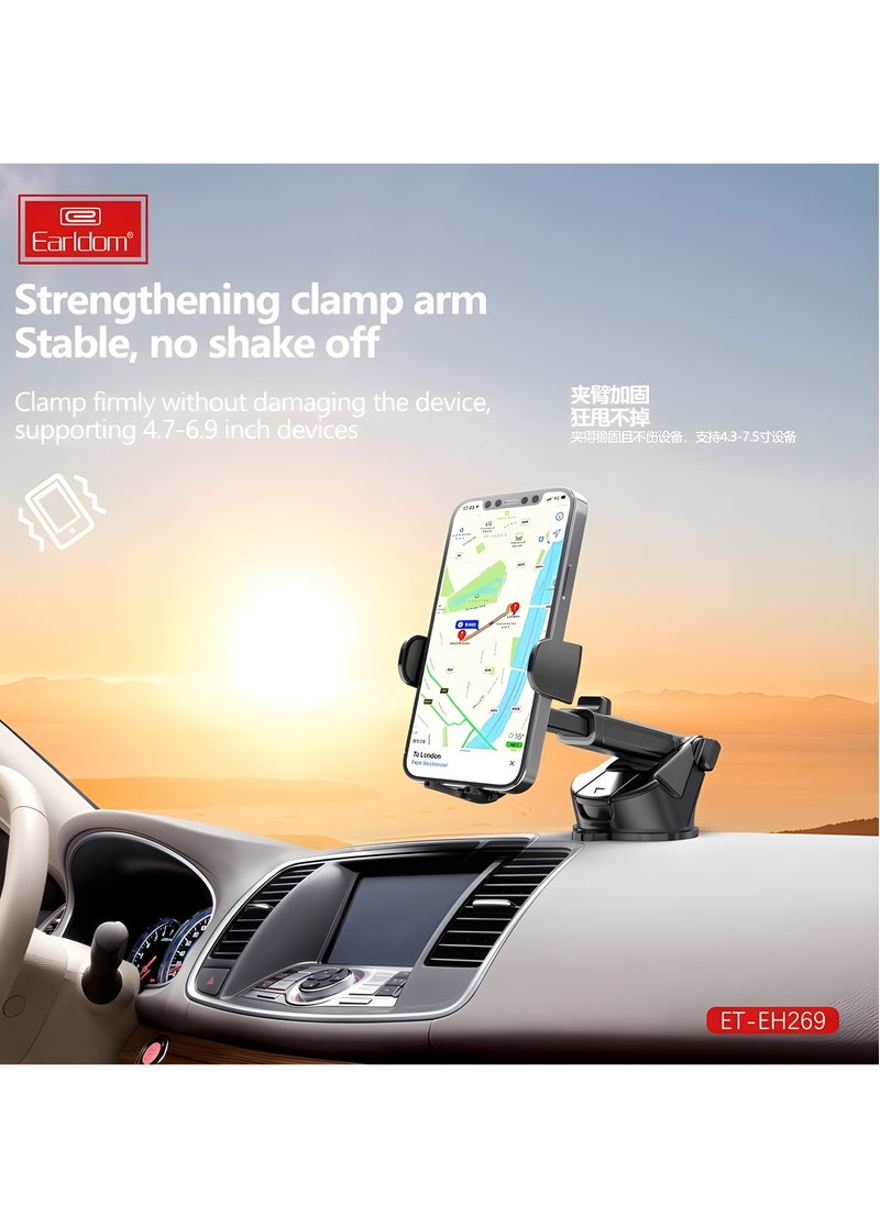 Earldom EH269 Car Phone Holder – 360° Rotation – Strong Suction for Windshield or Dashboard – Black - pzsku/ZEE7DFC1CBE44E0C15AA9Z/45/1741088811/2d96b90f-6740-4fad-920e-a26262d88c35