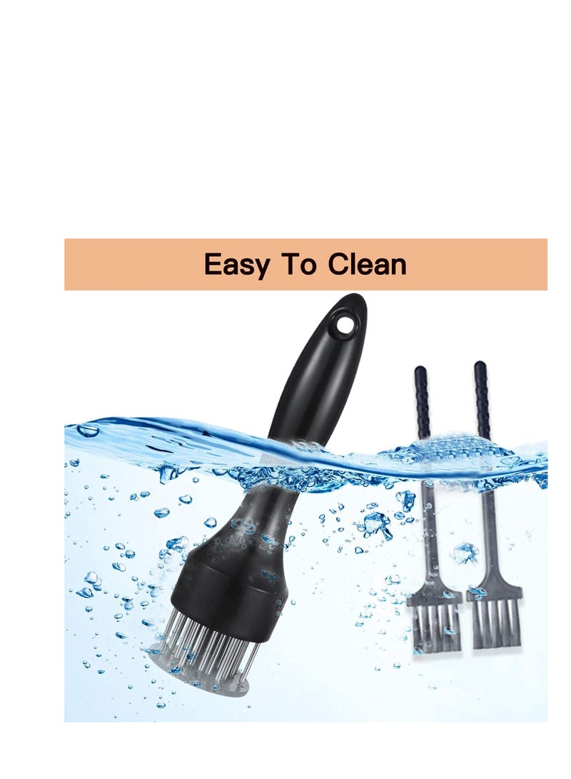 SOLARAE Meat Tenderizer Tool Profession Kitchen Gadgets 21 Blades Stainless Steel Needle Meat Mallet with Cleaning Brush for BBQ, Marinade, Tenderizing Beef, Chicken, Fish, Baking Cooking Set - Image 4