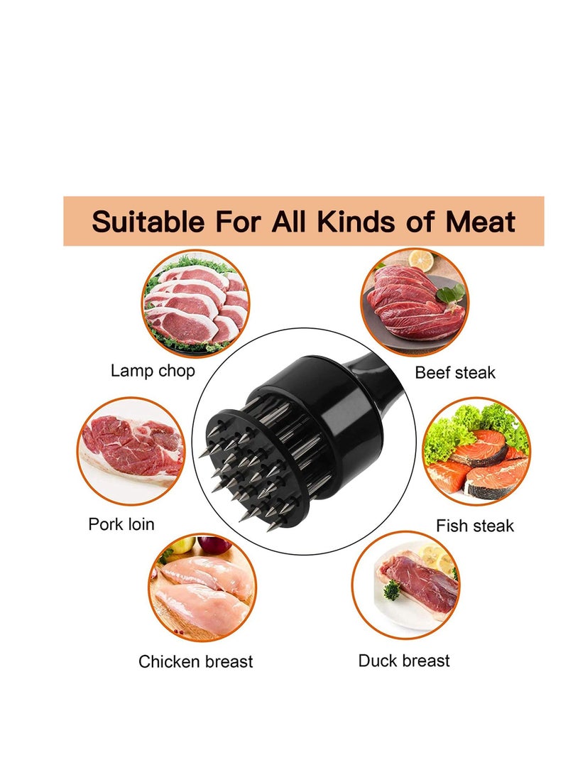SOLARAE Meat Tenderizer Tool Profession Kitchen Gadgets 21 Blades Stainless Steel Needle Meat Mallet with Cleaning Brush for BBQ, Marinade, Tenderizing Beef, Chicken, Fish, Baking Cooking Set - Image 5