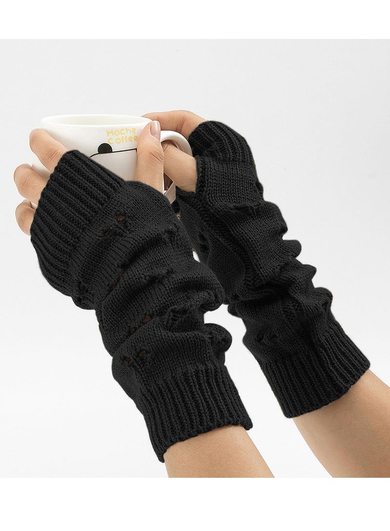 Y2K Women's Ripped Fingerless Arm Warmers - Cozy Knitted Gloves for Winter, Fairy Grunge Style, Perfect for Outdoor Activities - Image 5