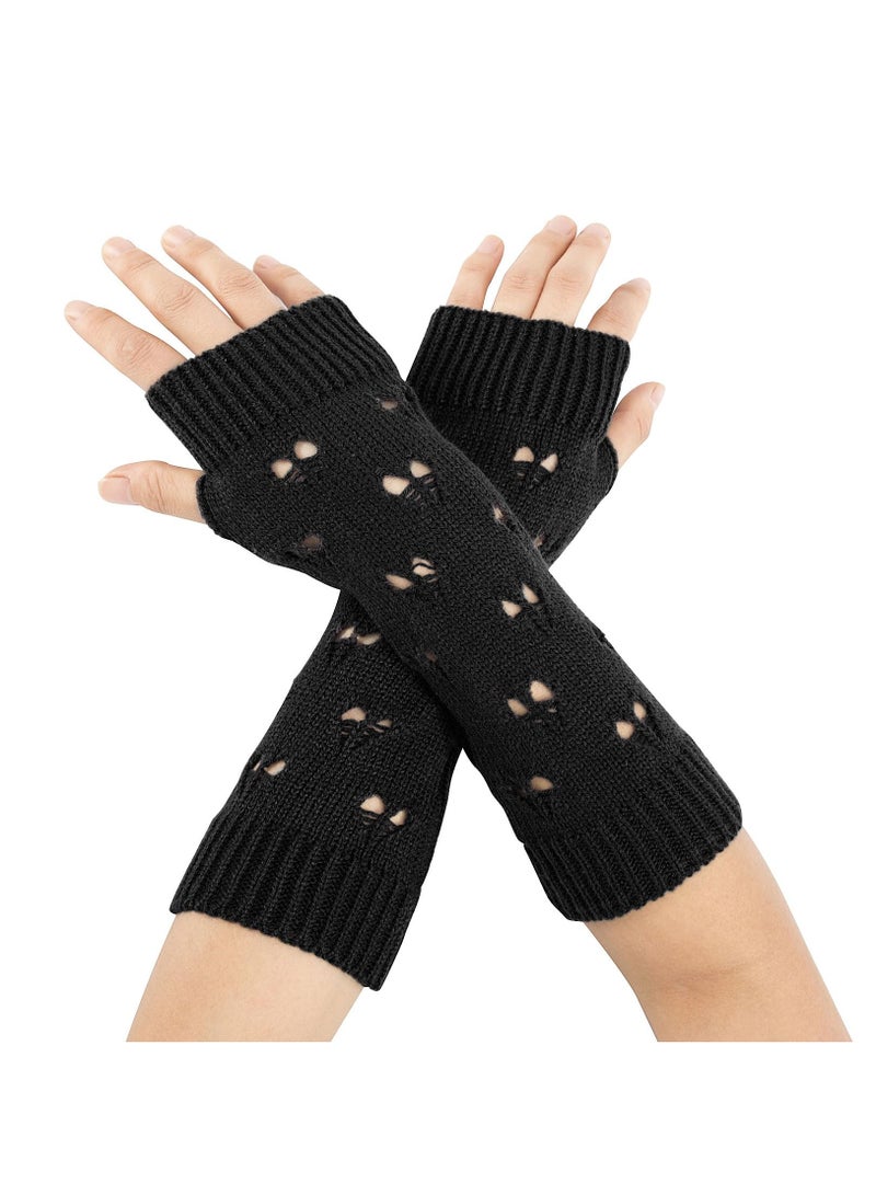 Y2K Women's Ripped Fingerless Arm Warmers - Cozy Knitted Gloves for Winter, Fairy Grunge Style, Perfect for Outdoor Activities - Image 1
