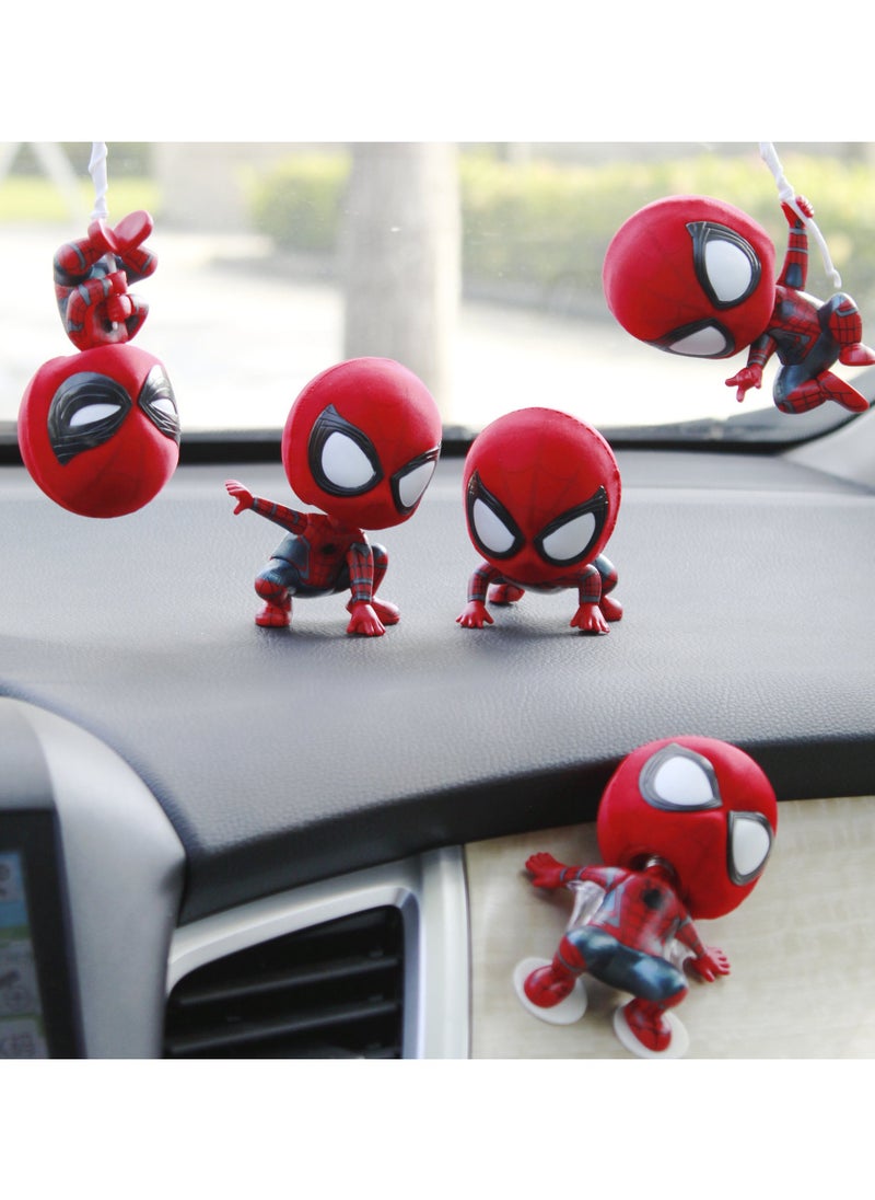 Q-version Bobblehead SpiderMan Squatting and Climbing Rope Action Figure Hand-made Model Toys