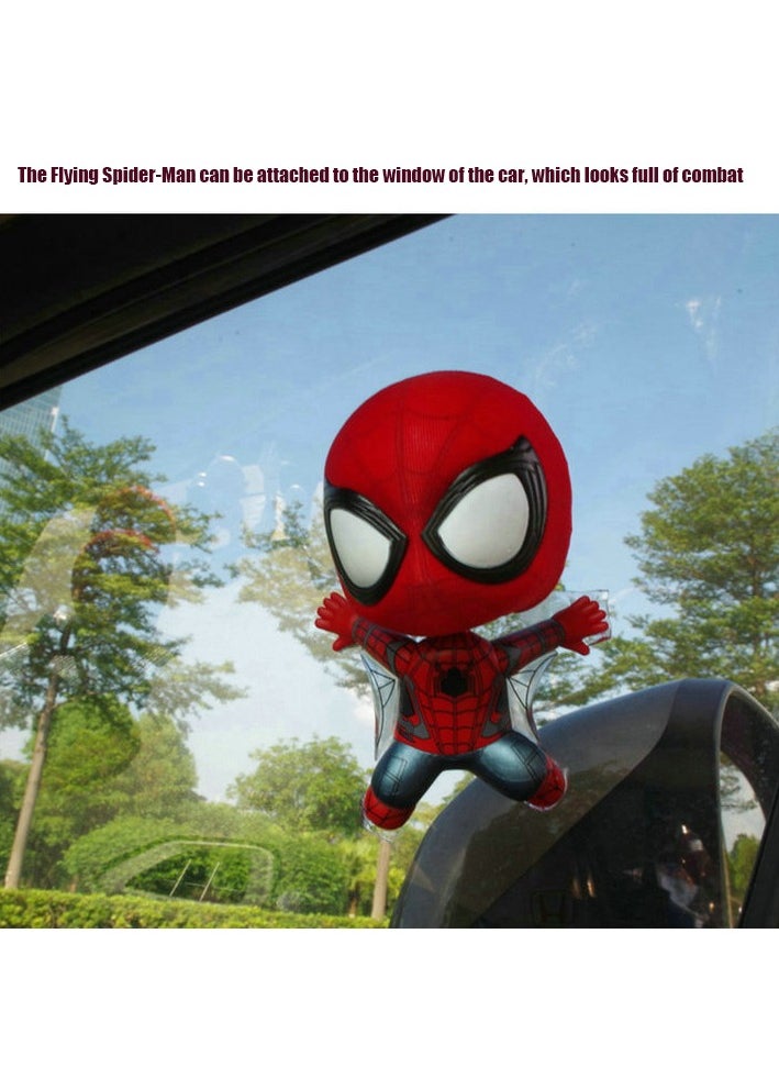 Q-version Bobblehead SpiderMan Squatting and Climbing Rope Action Figure Hand-made Model Toys