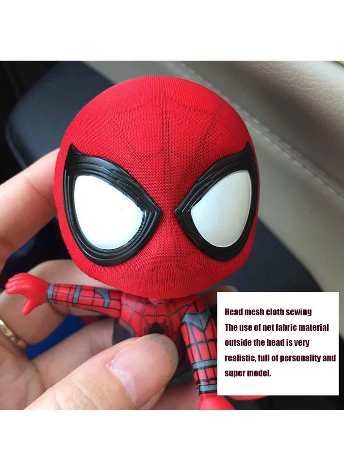 Q-version Bobblehead SpiderMan Squatting and Climbing Rope Action Figure Hand-made Model Toys