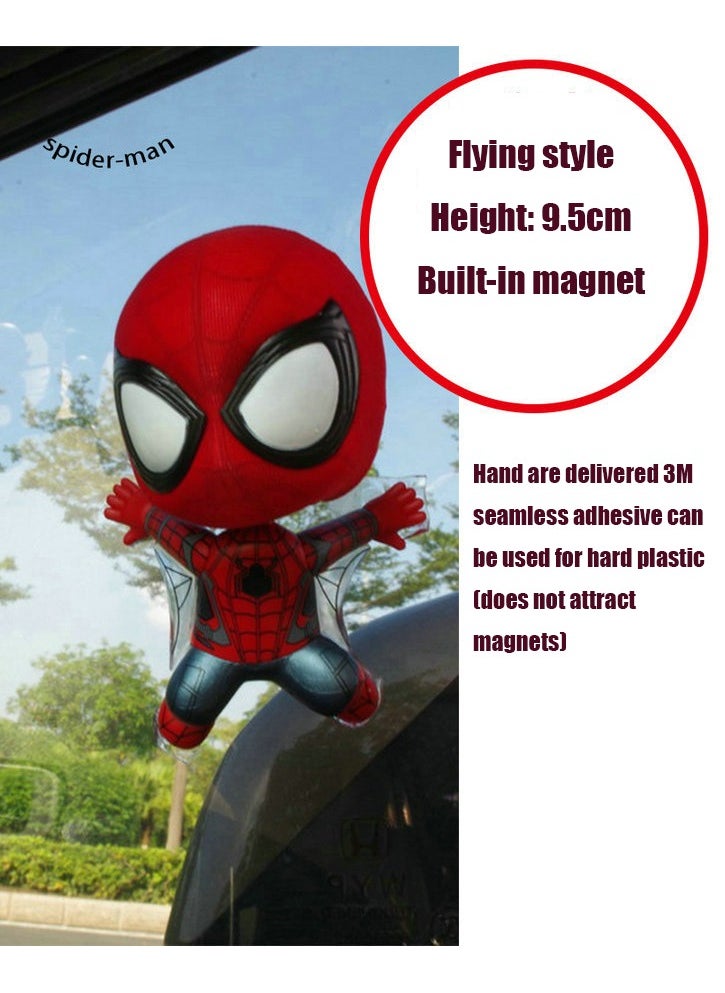 Q-version Bobblehead SpiderMan Squatting and Climbing Rope Action Figure Hand-made Model Toys