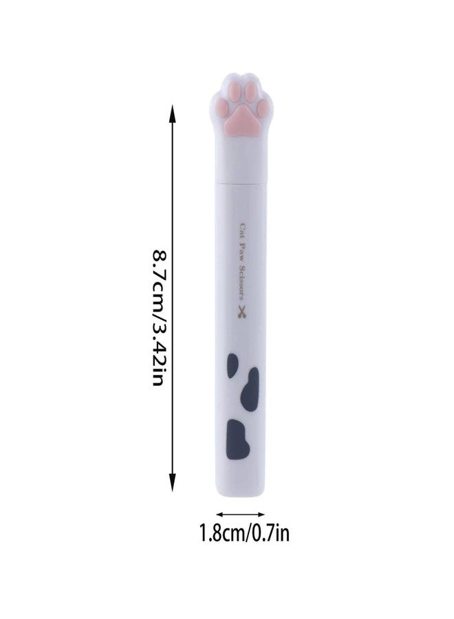 SpiderJuice 1Pc Cute Kawaii Paw Design Self Opening Folding Mini Portable Pocket Friendly Stainless Steel Scissor with Cover Cap for Kids Adults School Office Stationery (White) - Image 5