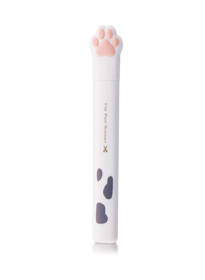 SpiderJuice 1Pc Cute Kawaii Paw Design Self Opening Folding Mini Portable Pocket Friendly Stainless Steel Scissor with Cover Cap for Kids Adults School Office Stationery (White) - Image 1