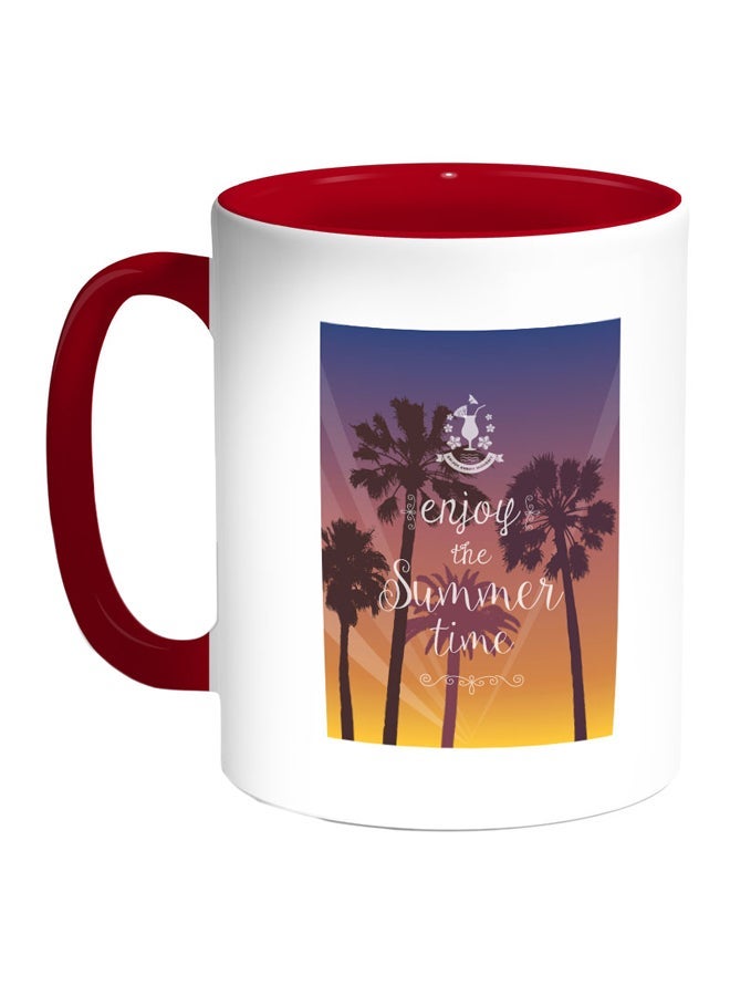 RYN Enjoy The Summer Time Printed Coffee Mug Red/White/Blue 11ounce