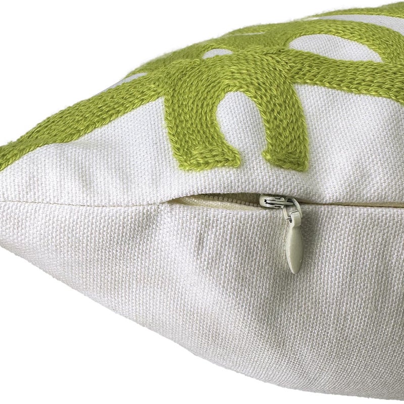 Alysheer Embroidered Lumbar Decorative Throw Pillow Cover 12 x 20 inches, Classic Mandala Chic Pattern Avocado Green Farmhouse Cushion Case for Sofa Couch Bed Living Room(Chartreuse Green) - Image 4