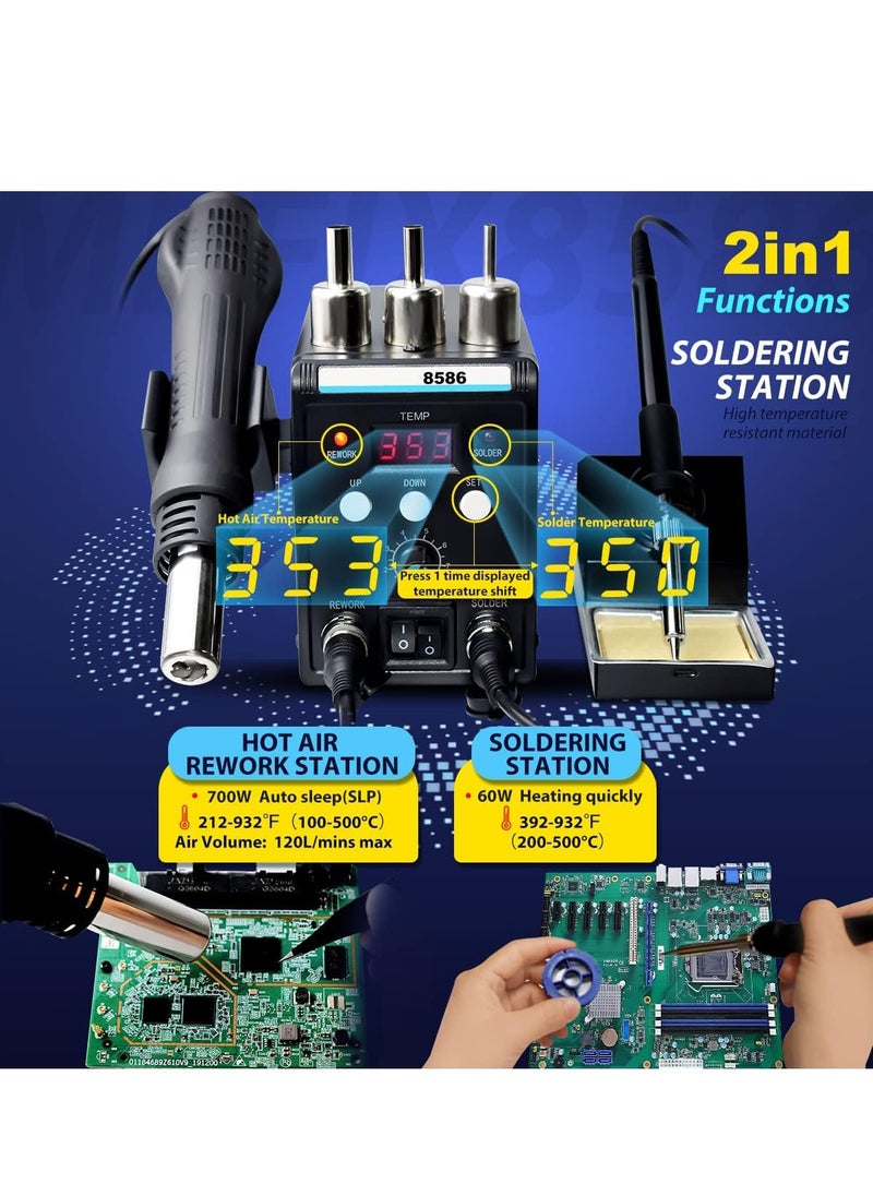 Generic - Soldering Station 2 in 1 Functions Electric Soldering Iron SMD Hot Air Rework Station - Image 1