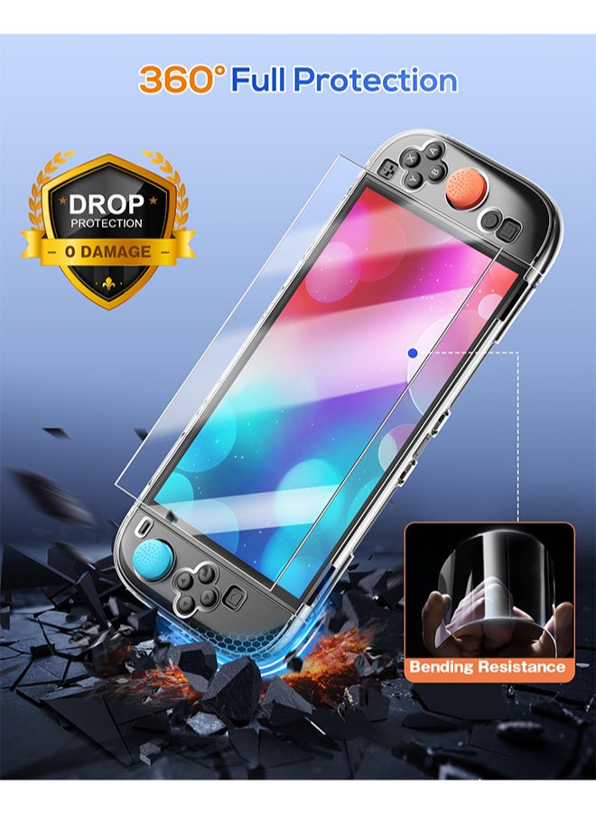 X-level Clear Protective Case for Nintendo Switch 2(2025), Transparent Slim Hard Shell for Switch 2 Accessories, Scratch&Shock Protection Cover for Joycon 2 with Screen Protector, 8 Thumb Grip - Image 4