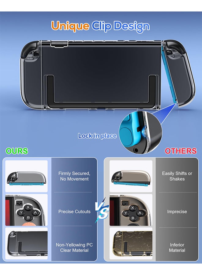 X-level Clear Protective Case for Nintendo Switch 2(2025), Transparent Slim Hard Shell for Switch 2 Accessories, Scratch&Shock Protection Cover for Joycon 2 with Screen Protector, 8 Thumb Grip - Image 3