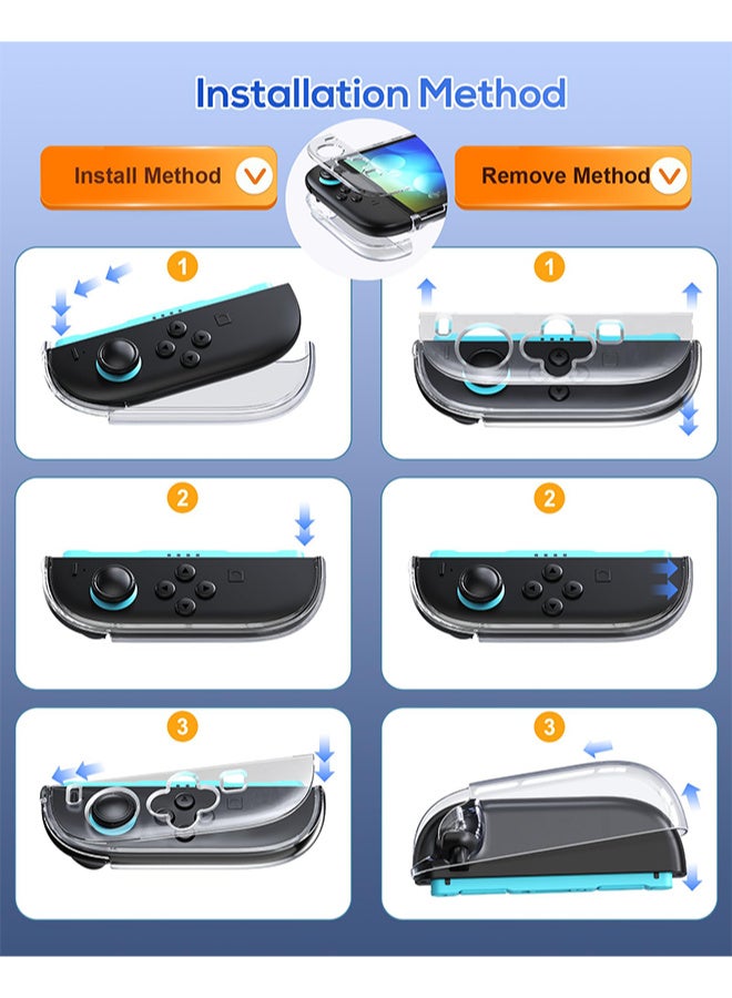 X-level Clear Protective Case for Nintendo Switch 2(2025), Transparent Slim Hard Shell for Switch 2 Accessories, Scratch&Shock Protection Cover for Joycon 2 with Screen Protector, 8 Thumb Grip - Image 5