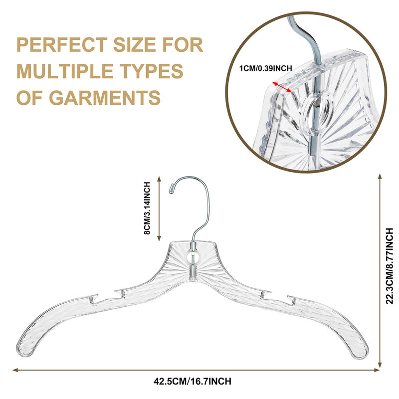 Quality Hangers Quality Clear Plastic Hangers 24 Pack - Crystal Cut for Shirts, Suits, Coats, Dresses Hangers, Heavy Duty & Nonslip Design with Swivel Hook, 17 inches - Image 5