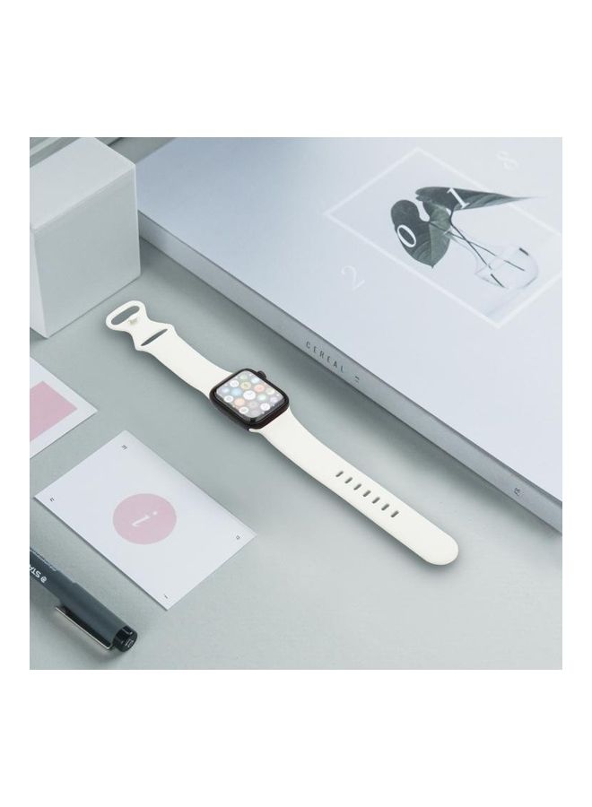 NIBEMINENT Double Wear Replacement Watchbands For Apple Watch Series 7 45mm/6 & SE 5 4 44mm/3 2 1 42mm White - Image 5