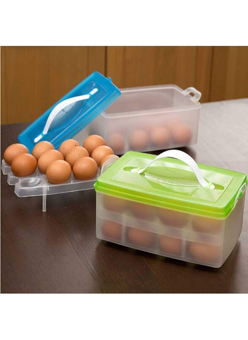 Anup Torda Anup Torda Double Layer Plastic Refrigerator 24 Grid Egg Container Storage Box Airtight Basket 23 x 159 x 105 cm Multicolour 