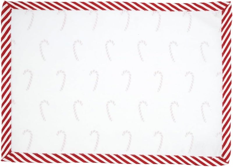 Fennco Styles Fennco Styles Bonbon Collection Holiday Candy Cane Design Placemats 14 x 20 Inch Set of 4  Red Table Mats for Christmas Dinner Family Gathering Special Events and Home Dcor  - Image 3