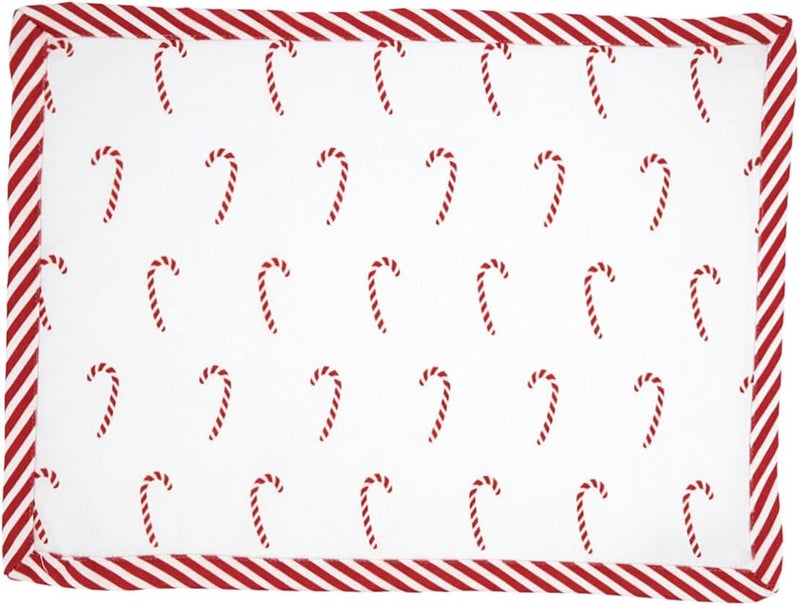 Fennco Styles Fennco Styles Bonbon Collection Holiday Candy Cane Design Placemats 14 x 20 Inch Set of 4  Red Table Mats for Christmas Dinner Family Gathering Special Events and Home Dcor  - Image 2