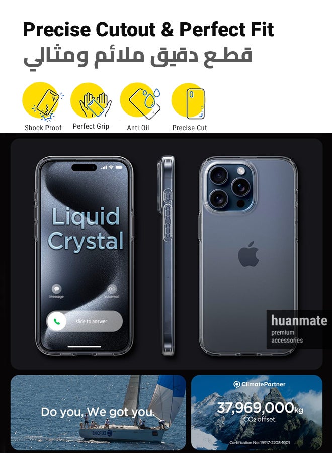 huanmate Ultra Clear Protective Case Cover For Apple iPhone 15 Pro Clear  - Image 2