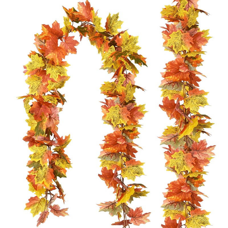DearHouse 2 Pack Fall Garland Maple Leaf 59FtPiece Hanging Vine Garland Artificial Autumn Foliage Garland Thanksgiving Decor for Home Wedding Fireplace Party Christmas Light Green