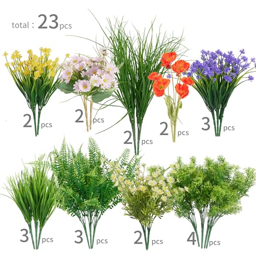 Clycaloor 23Pcs Outdoor Artificial Boxwood UV Resistant Fake Stems Plants, Faux Plastic Greenery for Indoor Outside Hanging Plants Garden Porch Window Box Home Wedding Farmhouse Décor - Image 2