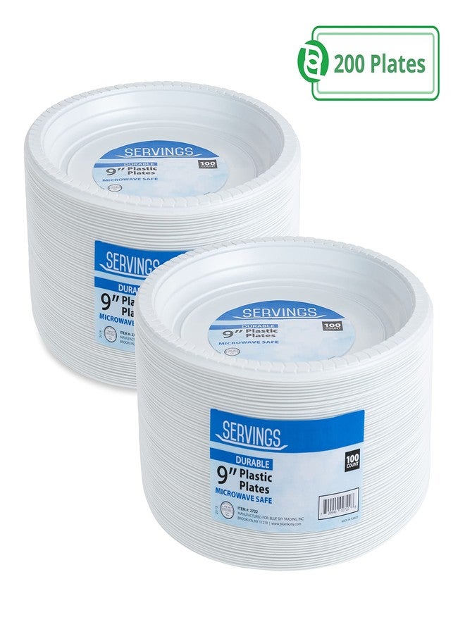 Blue Sky 9 Inch White Plastic Plates - [200 Count] Disposable Plastic Plates, Microwave Safe, Perfect for Birthday Parties, Weddings, Banquets, Picnics, and Everyday Use - Image 2