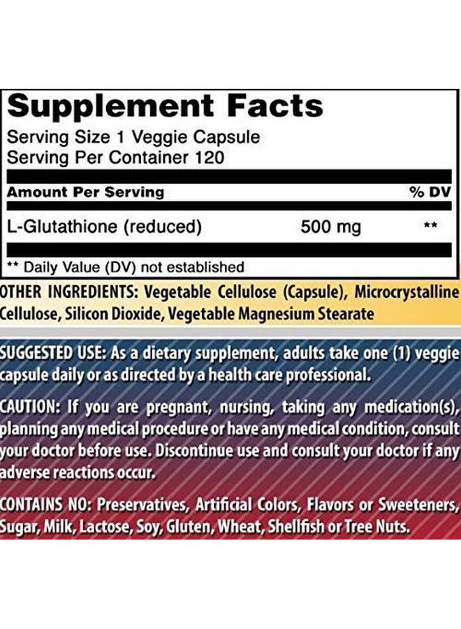 Amazing Nutrition Amazing Formulas L-Glutathione 500 Mg 120 Veggie Capsules | Non-GMO | Gluten Free | Made in USA | Suitable for Vegetarians - Image 3