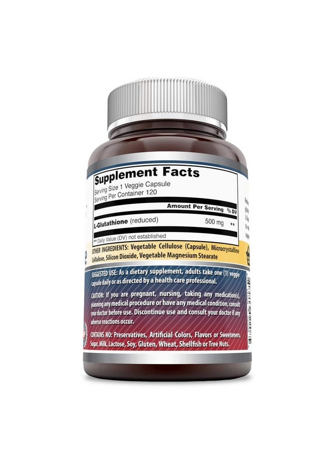 Amazing Nutrition Amazing Formulas L-Glutathione 500 Mg 120 Veggie Capsules | Non-GMO | Gluten Free | Made in USA | Suitable for Vegetarians - Image 2