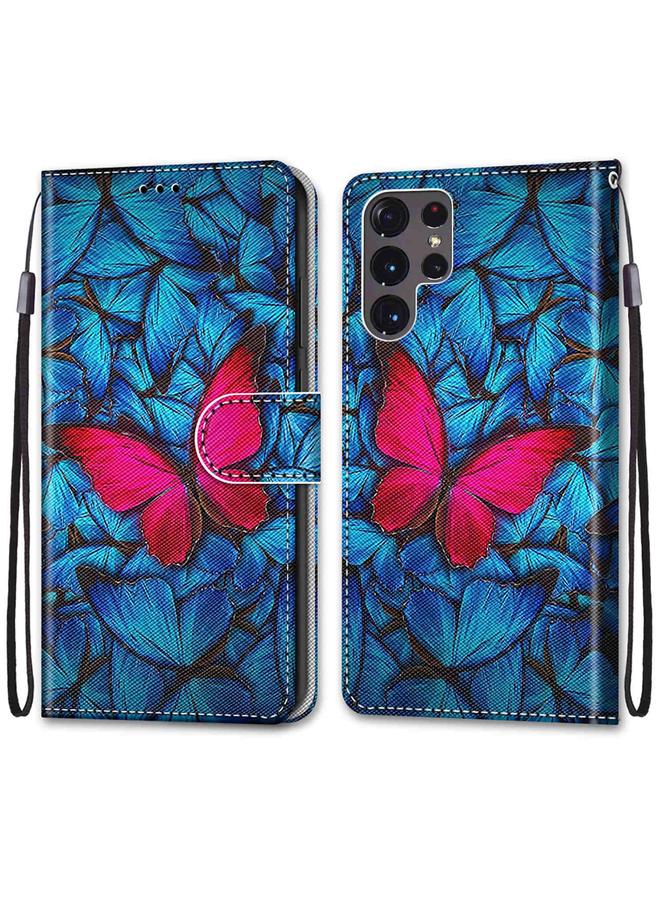 S-TOP Case For Samsung Galaxy S22 Ultra 5G Coloured Drawing Cross Texture Horizontal Flip PU Phone Leather Case with Holder & Card Slots & Wallet & Lanyard - Image 2