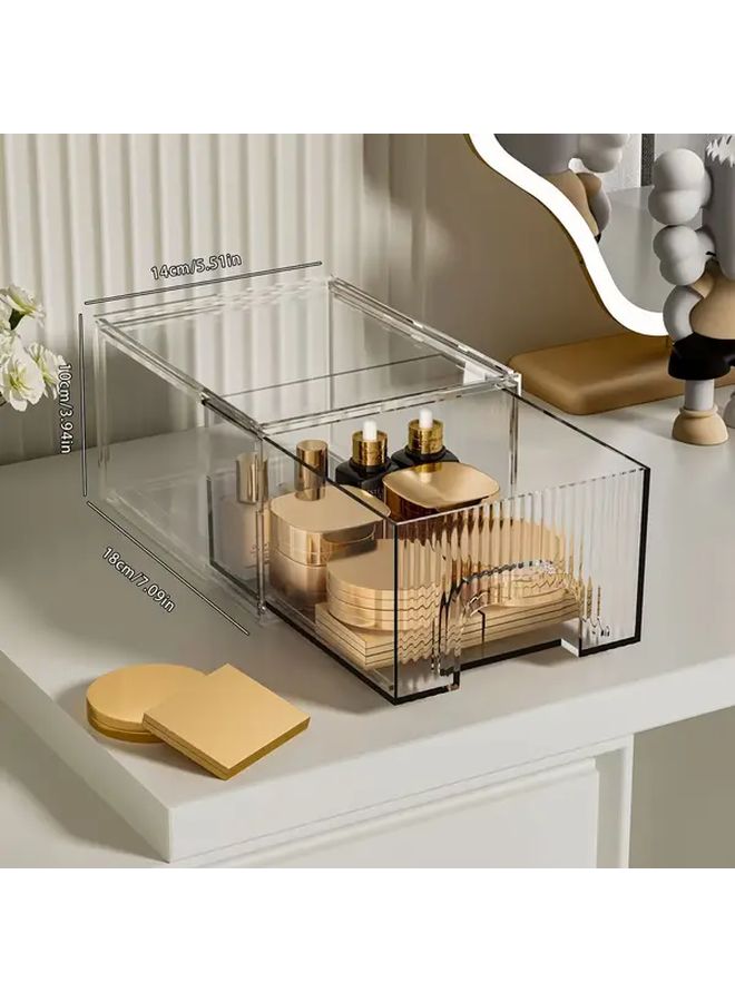 2 Pack Transparent Acrylic Stackable Storage Drawer Organizer For Desktop Vanity Bathroom Kitchen Cabinet Laundry Room Pantry Dressing Room - Image 3