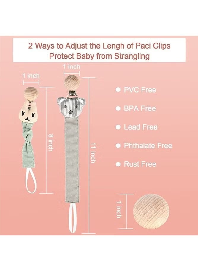 إيكيوك 5 قطع من مشابك اللهايات المصنوعة من القماش بنقوش حيوانات جميلة، وألعاب خشبية لتخفيف آلام التسنين للأطفال الرضع من الجنسين - Image 4