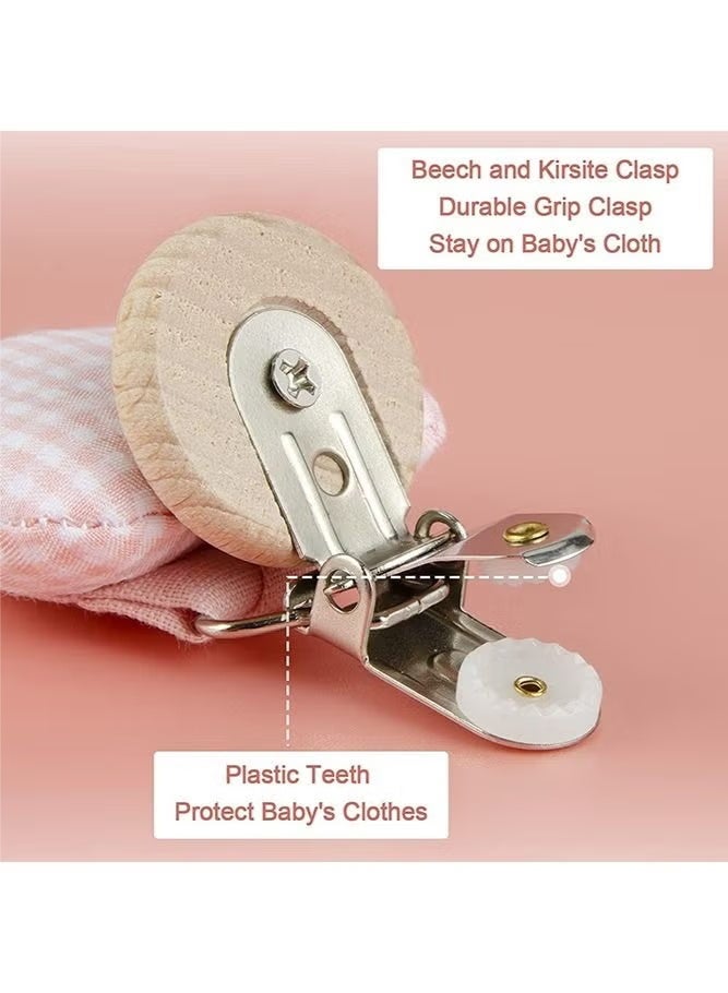 إيكيوك 5 قطع من مشابك اللهايات المصنوعة من القماش بنقوش حيوانات جميلة، وألعاب خشبية لتخفيف آلام التسنين للأطفال الرضع من الجنسين - Image 5