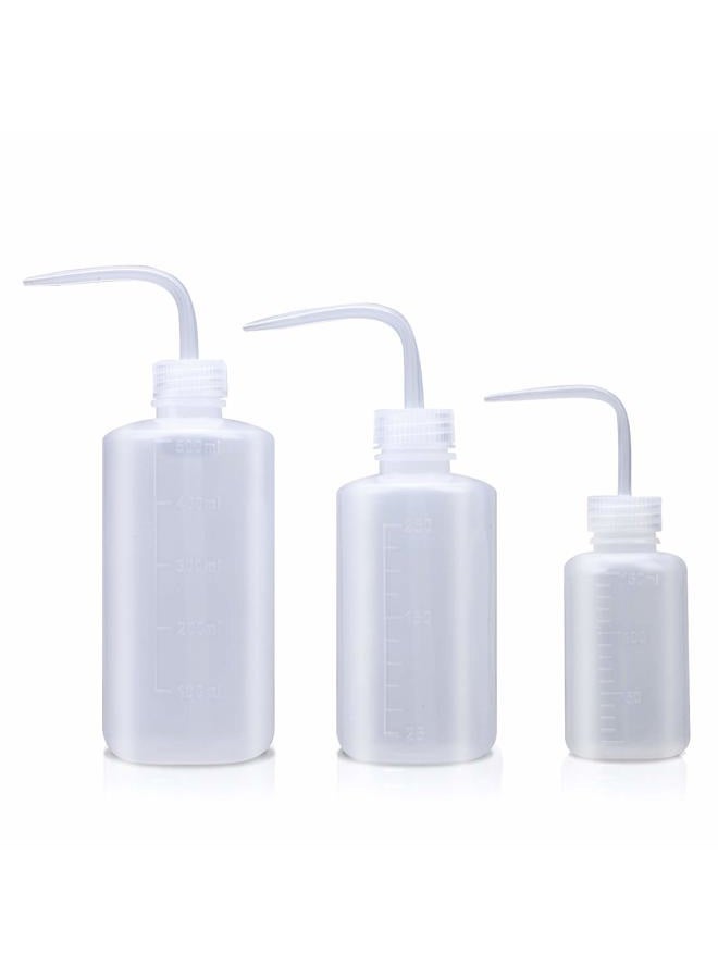 Young4us Wash bottle, 3 Pack LDPE Squeeze Bottles, Safe Plastic Low Density Polyethylene Watering Bottle Tattoo Wash Bottle with Narrow Mouth, for Chemistry, Industry, Lab & Gardening, 500, 250,150ml - Image 1