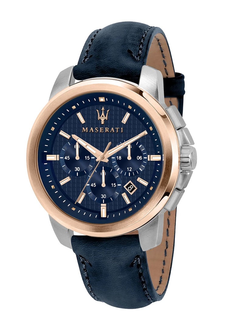 Maserati - Men’s Successo Blue Dial Leather Band Watch R8871621015 – 44mm - Image 1