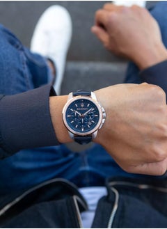 Maserati Men’s Successo Blue Dial Leather Band Watch R8871621015 – 44mm  - Image 4