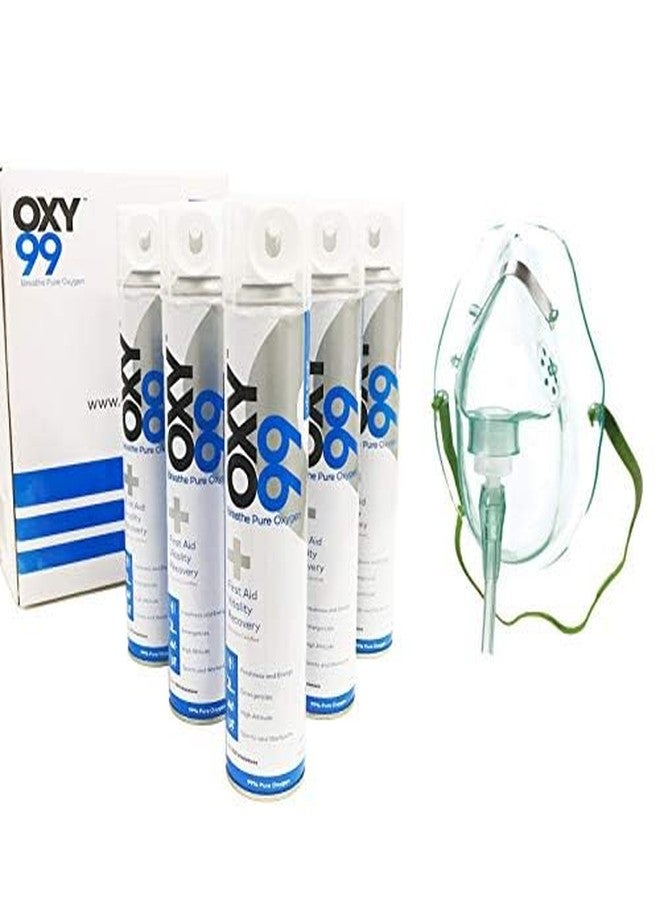 OXY99 Natural Oxygen Cylinder 6 Pack (36 ltr) with Mask, Tube & Elastic Strap - Oxygen Cylinder For Home, Oxygen Can For Scuba Diving & Hiking Adventure ING. BOSCHI ITALY - Image 1
