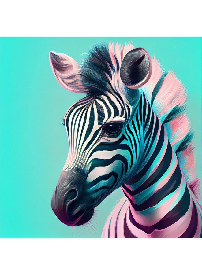 ArtsIndia Zebra Delight Adorable Anime-inspired Zebra Portrait in Pastel Colors (Material: Matte, Size: 12" x 12", Style: Framed) - Image 1