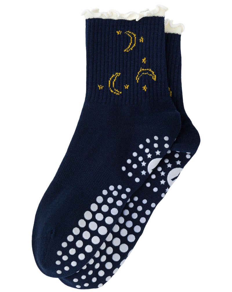 Yawlsow Pilates Grip Socks for Women Yoga Grippy Socks Cute Barre Non Skid Athletic Crew Sticky Sock Workout Hospital - Image 1
