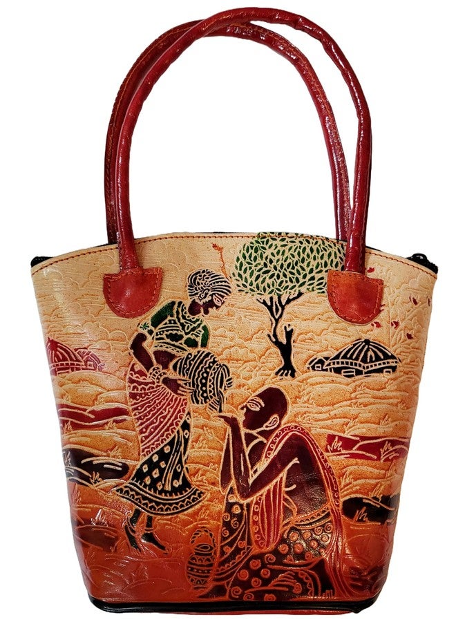 CLASSIQUE Shantiniketan Pure Leather Traditional Printed Handbag Medium Batua Purse for Women Drinking Water - Image 5