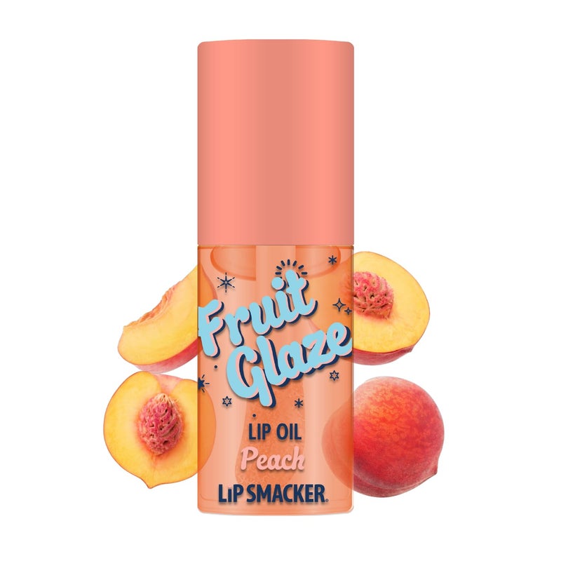 Lip Smacker Fruit Glaze Lip Oil, Ultra-Hydrating & Moisturizing with High-Shine Finish, Plush Applicator for Effortless Glide, Delicious Non-Sticky Flavor - Peach - Image 1