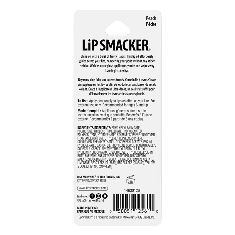 Lip Smacker Fruit Glaze Lip Oil, Ultra-Hydrating & Moisturizing with High-Shine Finish, Plush Applicator for Effortless Glide, Delicious Non-Sticky Flavor - Peach - Image 4