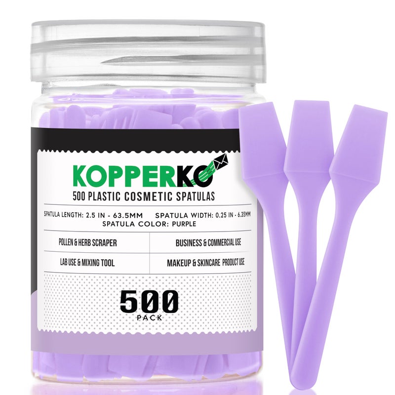 Kopperko Mini Beauty Spatula 25 500 Pack  Small Beauty Spatulas for Creams Cosmetics  Crafts  Moisturizer Applicator for Mixing Cosmetic Face Mask  Disposable Makeup Spoon  Purple