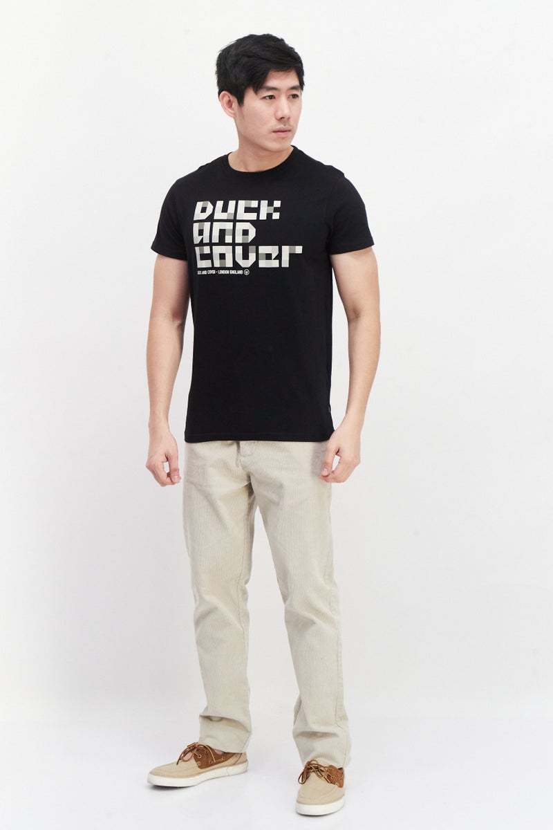 DUCK AND COVER Men Crew Neck Short Sleeve Graphic T-Shirt, Black Combo - Image 4